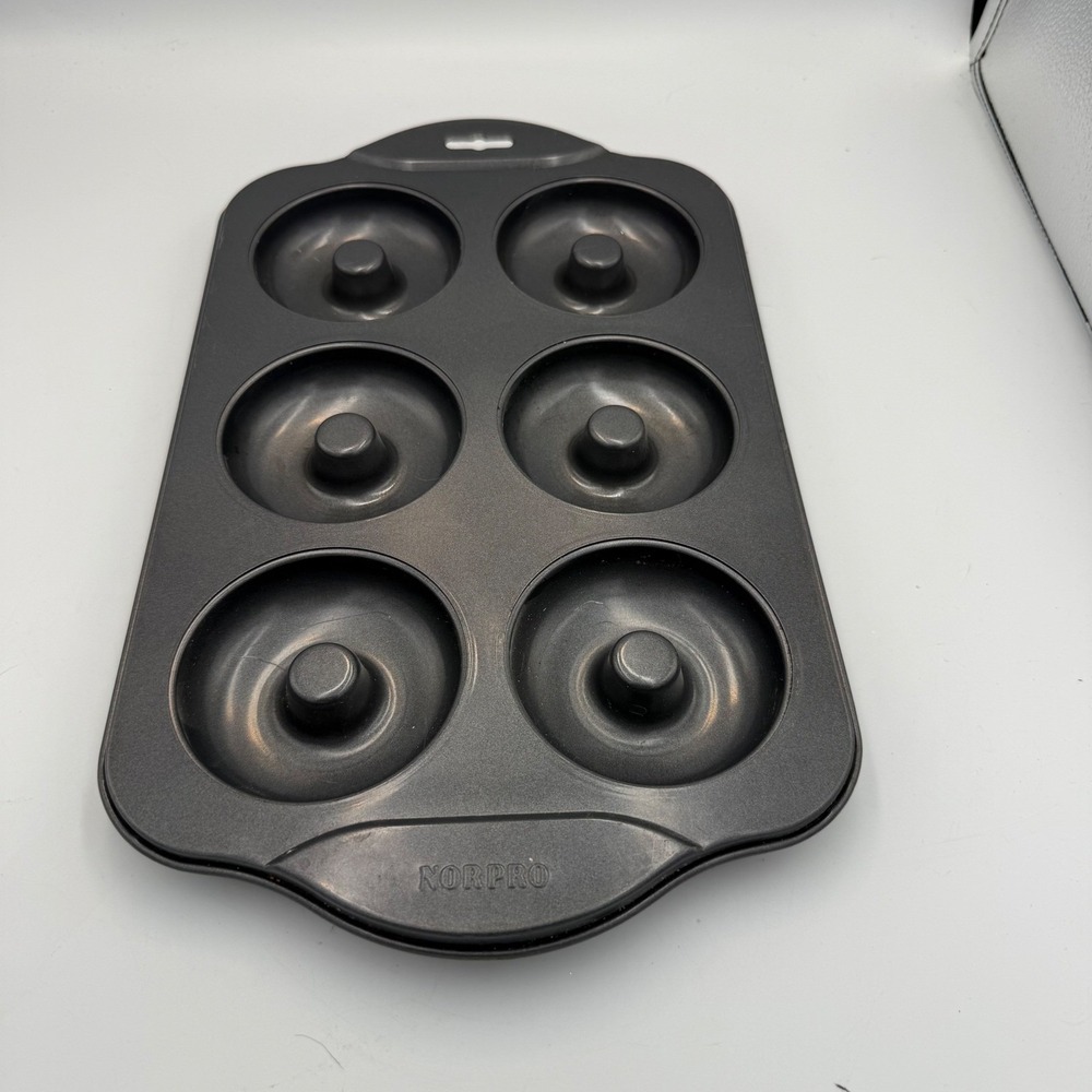 Norpro Nonstick Donut Pan 6 Cavity Steel Baking Tray Black 3980